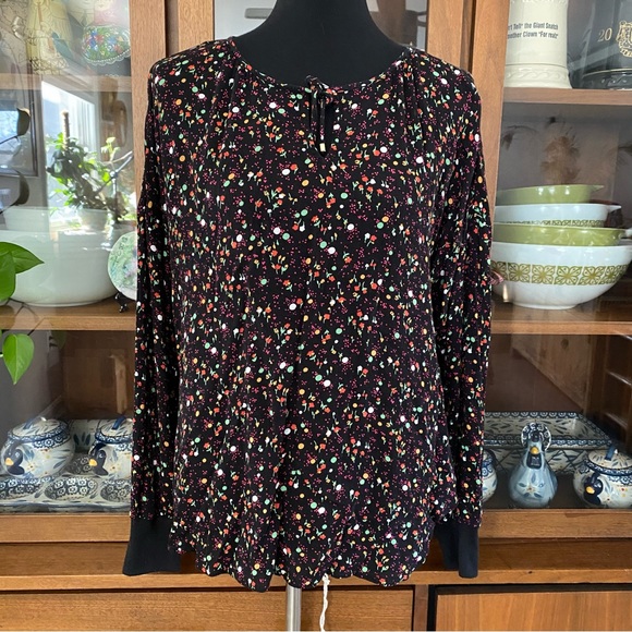 Juicy Couture Crepe Floral Peasant Blouse - Picture 1 of 7